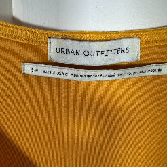 Urban Outfitters Velvet Mini Dress Small Yellow Flutter Sleeve Empire Waist - Picture 6 of 8